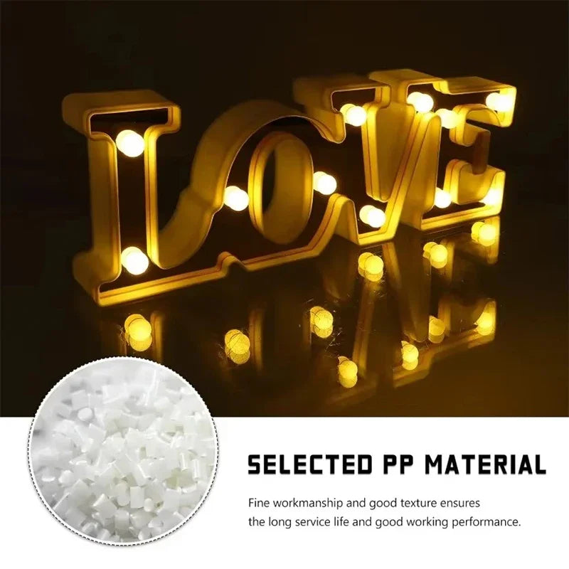Valentine's Day LOVE LED Sign Lights Romantic Letter Lights Home Desktop Decoration Wedding Atmosphere Props Holiday Party Decor Oasis Select