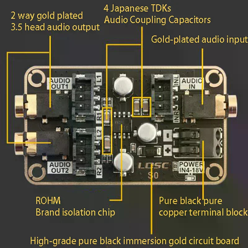 Audio Isolation Noise Reduction Module Audio DSP Common Ground Amplifier Board Oasis Select
