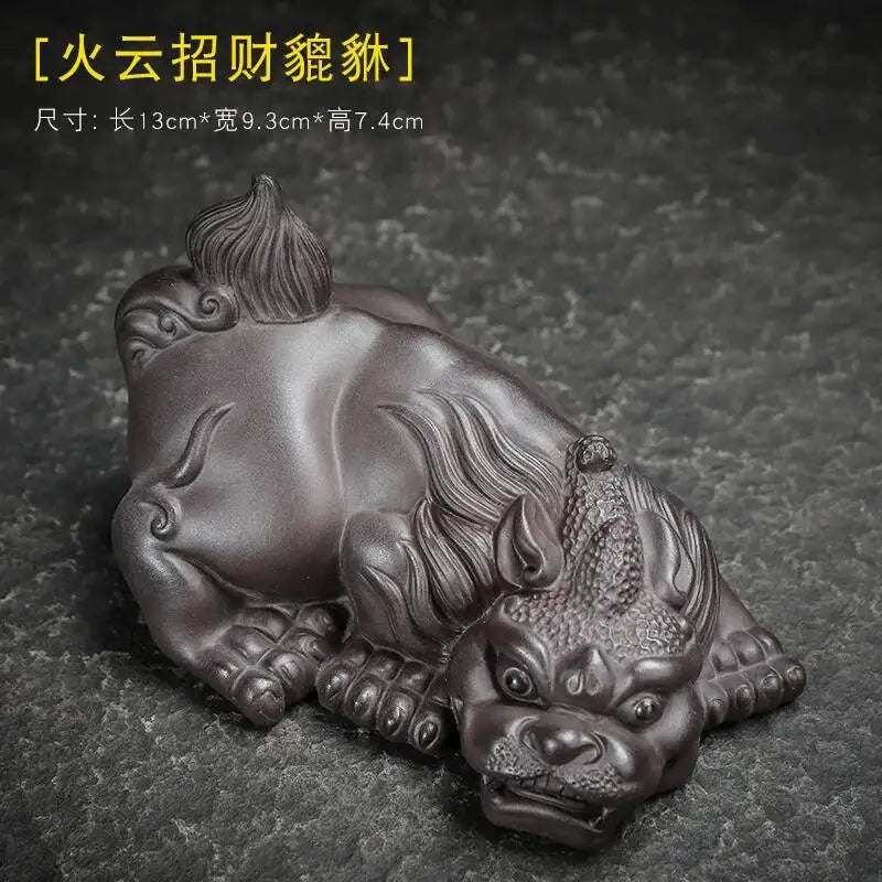 New Large Ceramic Kung Fu Tea Set Decoration Purple Clay Tea Pet Decoration Boutique Purple Clay Pixiu Tea Play Can Raise Tea Oasis Select Summons Wealth Pixiu