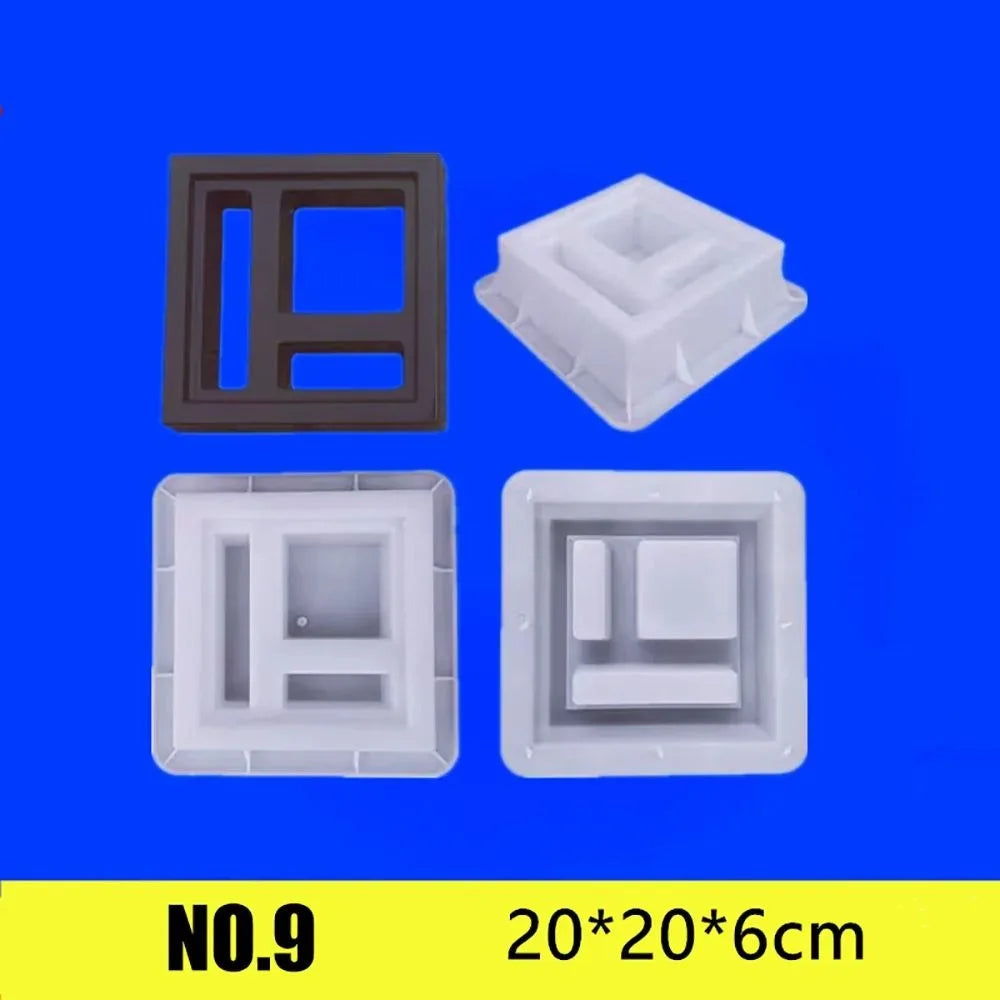 Plastic Hollow Brick Mold 20*20*6cm Square Wall Brick Mould 3D Carving Anti-Slip Cement Antique Brick Mold Garden Wall Oasis Select 9