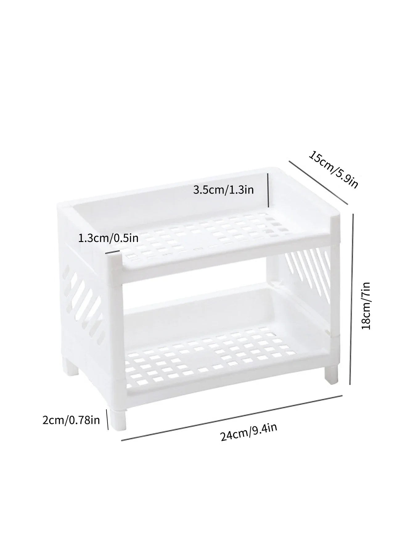 PP Desktop Double Layer Storage Rack Rectangular White Organizing Student Desk Office Cosmetics Stationery Shelf Oasis Select
