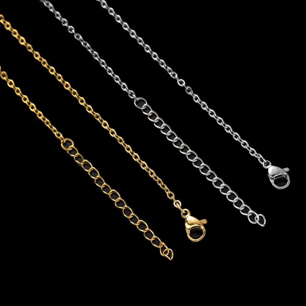 10pcs 45+5cm Gold Stainless Steel Link Cable Chain Necklace with Lobster Clasps for Men & Women Fashion Jewelry Gifts Making Oasis Select