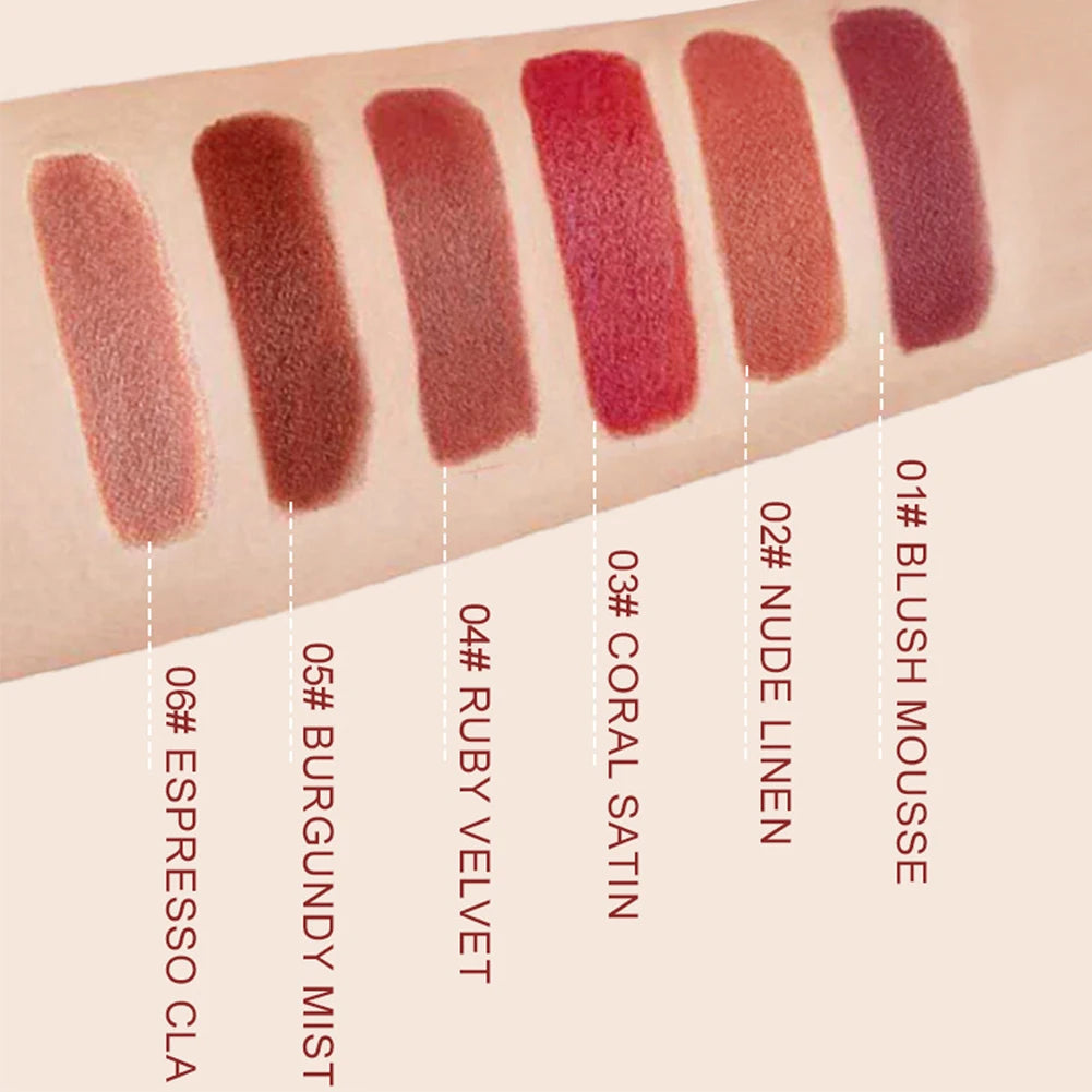 Velvet Matte Lip Mud Creamy Liquid Lipstick Smudge Proof Transfer Resistant Nude Red Brown Lip Gloss for Daily Makeup Oasis Select