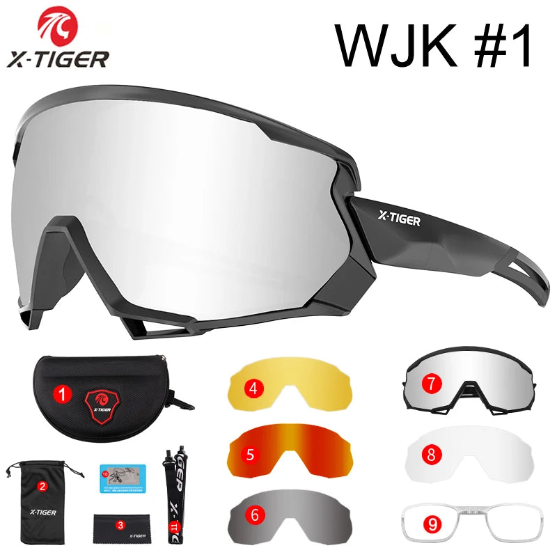 X-TIGER Bike Polarized Sports Sunglasses with 5 Interchangeable Lenses for Mens Womens Baseball Running Fishing Cycling Eyewear Oasis Select X-YJ-WJK01-5