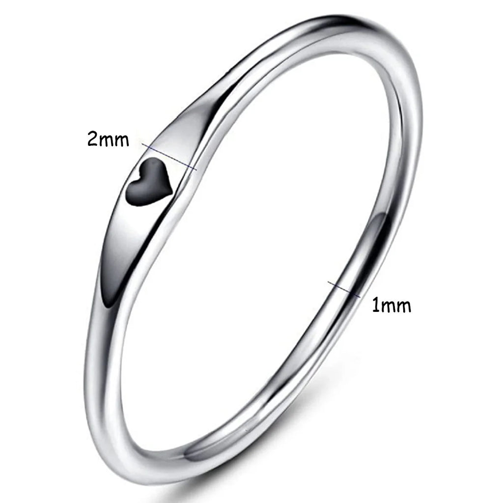 925 Sterling Silver Heart Carved Stackable Promise Ring | Sizes 6–10 Sterling Silver Ring Oasis Select