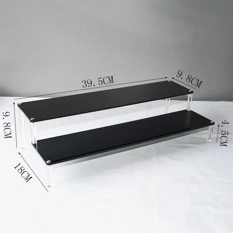 1–5 Tier Acrylic Display Stand | Riser Shelf Rack – Clear & Black
