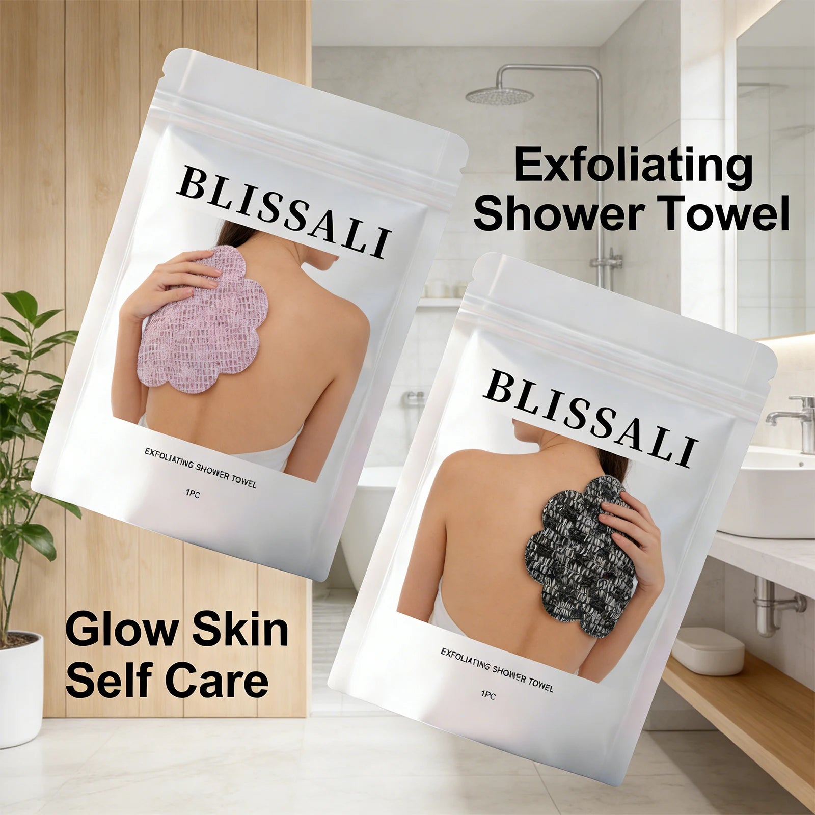 Exfoliating Towel for Back Scrub Shower Sponge Body Dual Sided Durable Bathroom Accessorie Home Travel Gentle Clean Soft Skin Oasis Select