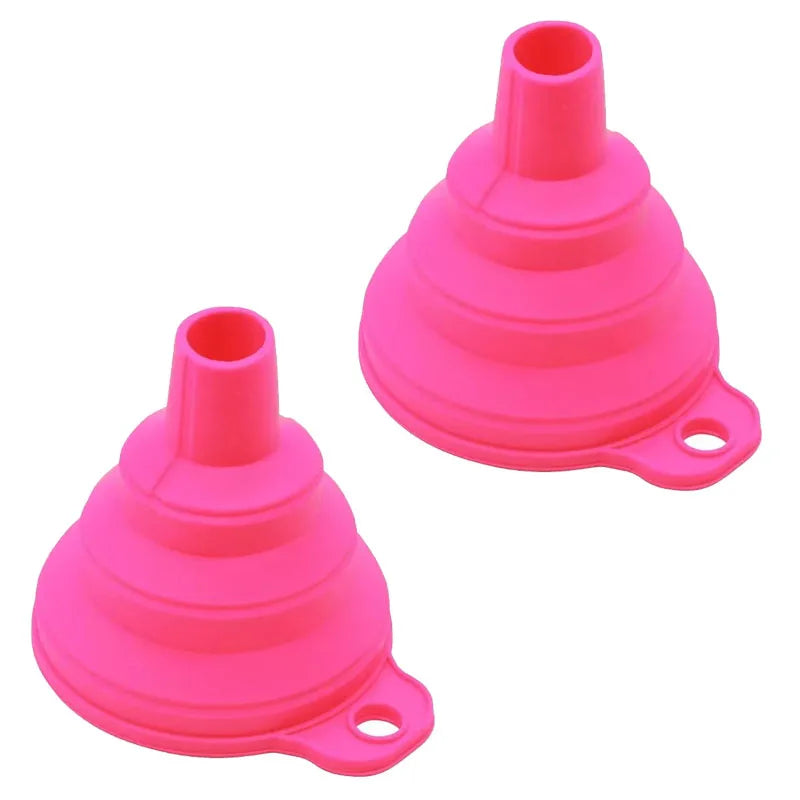 1/2pcs Engine Funnel Car Universal Silicone Liquid Funnel Detergent Replacement Portable Car Engine Gasoline Replacement Funnel Oasis Select big 2PC Pink