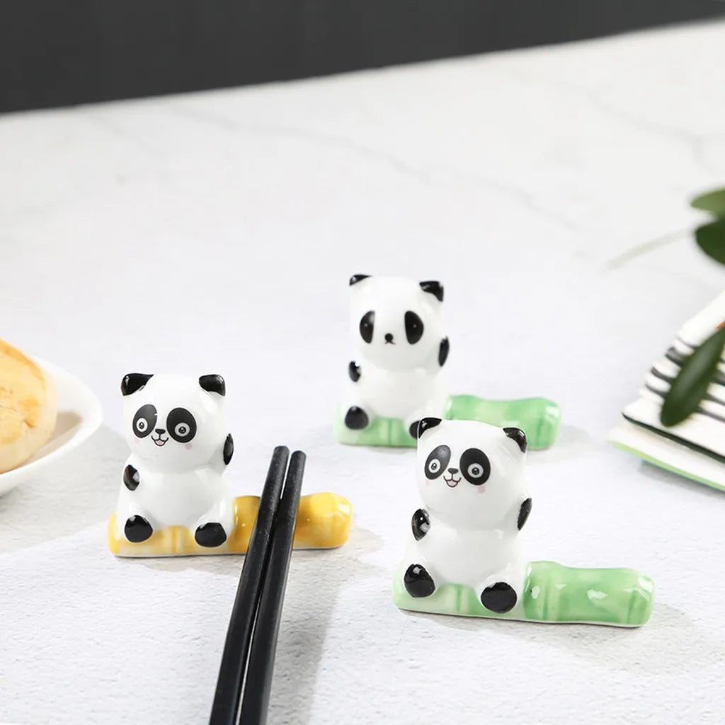 Chinese Chopstick Holder Smooth Panda Miniature Decor Panda Ceramic Chopstick Rest Dual-Purpose Ceramic Pen Rest For Dining Oasis Select