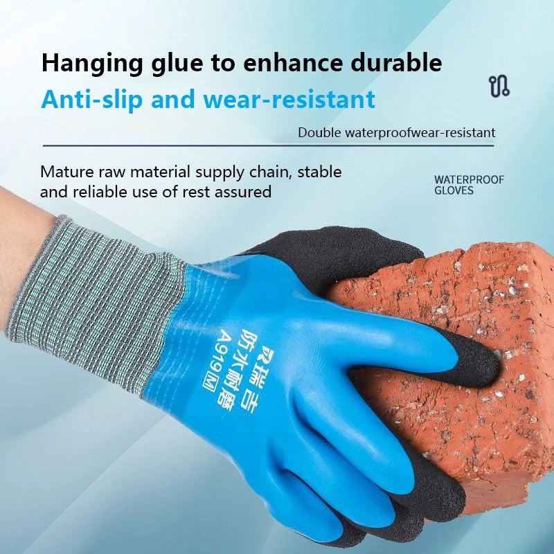 1Pair Winter Waterproof Work Safety Thermal Gloves Anti-Slip Grip Rubber Garden Gloves For Worker Builder Hands Protection Oasis Select