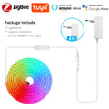 Smart Zigbee 3.0 RGB Neon LED Strip Light 12V Dimmable Room Wall Backlight Decor Works with Tuya Alexa Google APP Voice Control Oasis Select European Power Plug 4m
