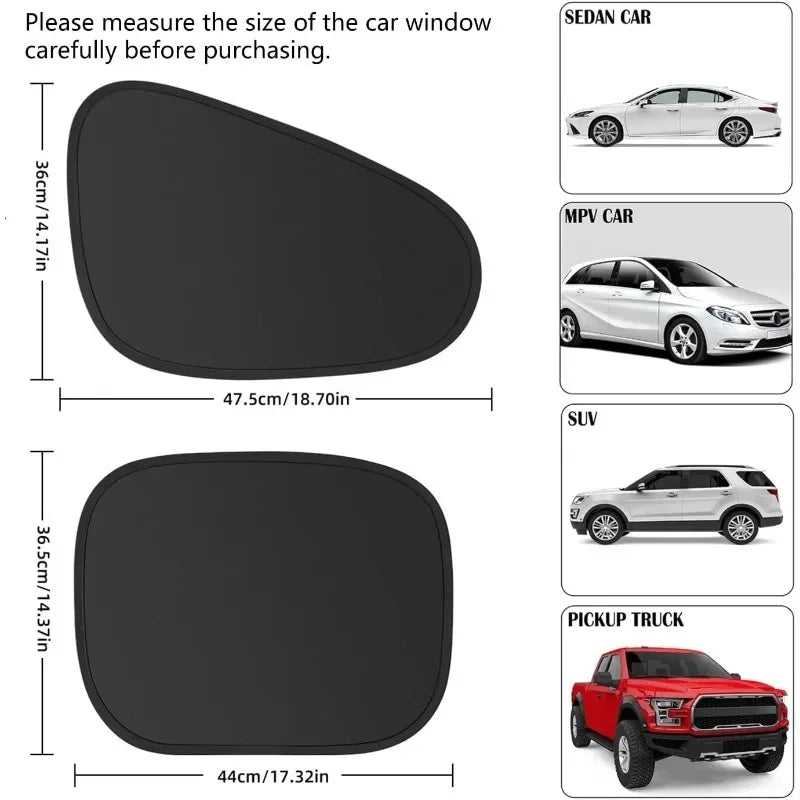 Electrostatic Car Side Window Sun Visor 4-Layer Sun Shade Curtains Anti-Glare UV-Blocker Auto Internal Blocker 99.9% UV New Oasis Select