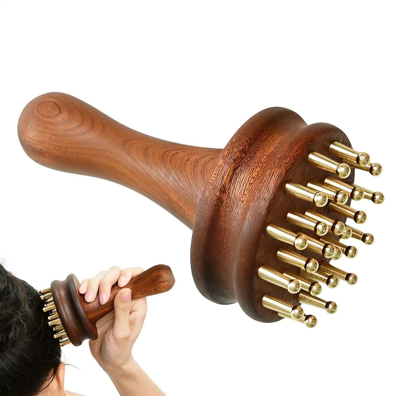 Scalp Massager Brush Long Handle Brass Teeth Soothing Meridian Massage Brush Gua Sha brush Body Massage Brush Massage Comb Oasis Select