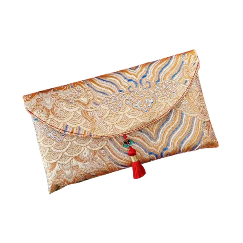 Chinese Style New Year Red Envelope Traditional Embroidery Wedding Money Pocket Cloth with Tassel 2026 Lucky Money Bag Birthday Oasis Select Style 16 18x10.5cm