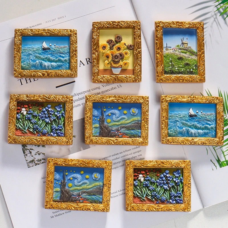 World famous painting Van Gogh painting Picture frame 3d fridge magnets starry sky sunflower siesta refrigerator stickers gifts Oasis Select