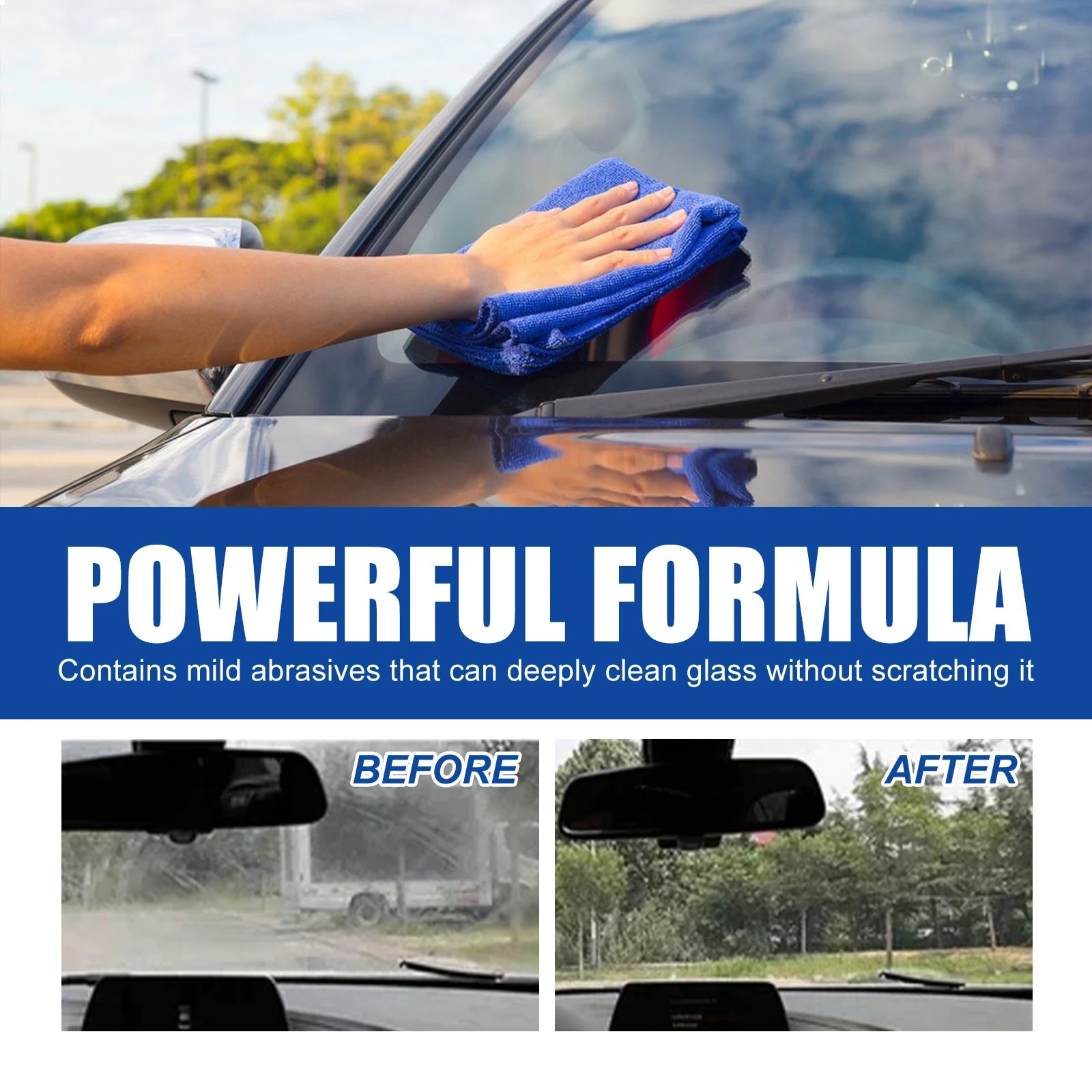 Glass Oil Film Remover for Car Windshield Cleaner with Sponge Car Glass Polishing Clear Window Auto Detailing Improve Clarity Oasis Select