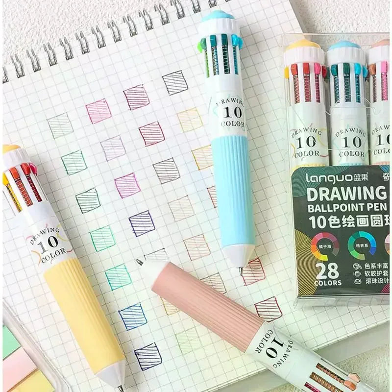 28 Color Ballpoint Pen 0.8mm Soft Grip Press Multicolor Writing Pen For Drawing School Supplies Stationery Oasis Select