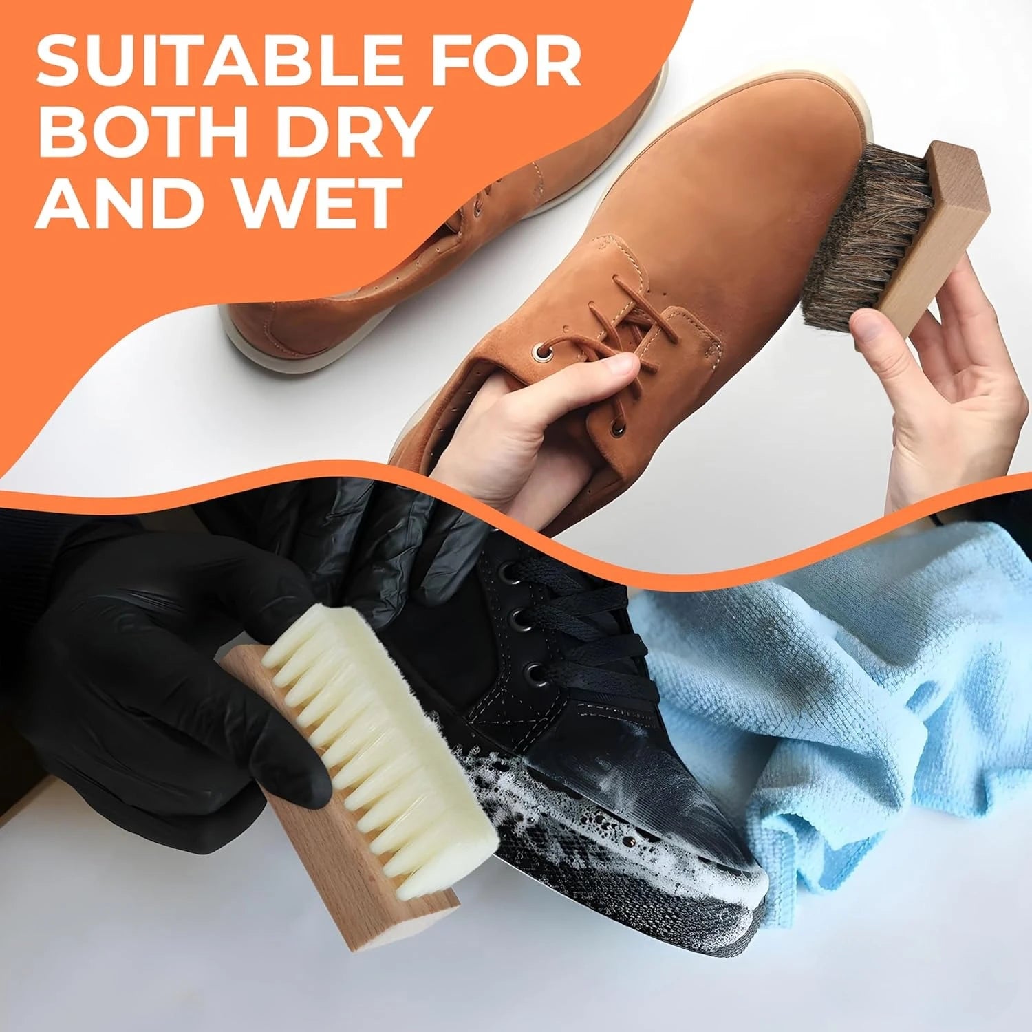 1/4 PCS Shoe Brush Set – Nylon, PP, Bristle & Horsehair for Sneakers, Leather, Suede & Boots, Without Scratching Oasis Select