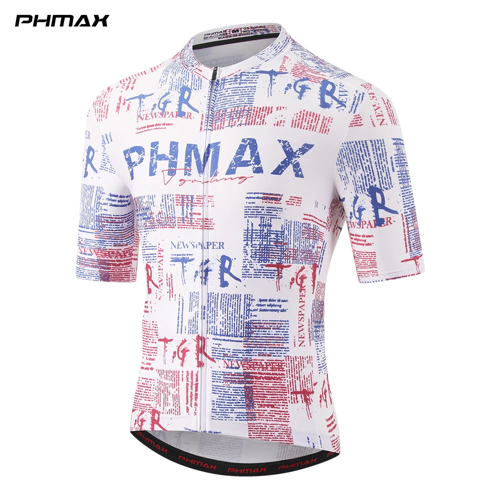 PHMAX Men Cycling Jersey Summer Cycling Short Sleeve Lightweight Breathable Road Bicycle Shirts Pro Race Slim MTB Jersey for Man Oasis Select PM-DY-44001 XL