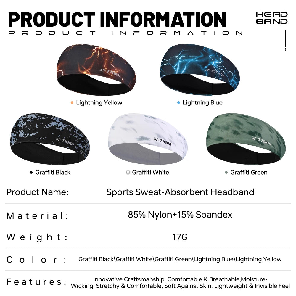 X-TIGER Men Women Sports Headband Sweatband Breathable cycling Hairband Summer cycling Running Gym Head Band Elastic Sweatband Oasis Select