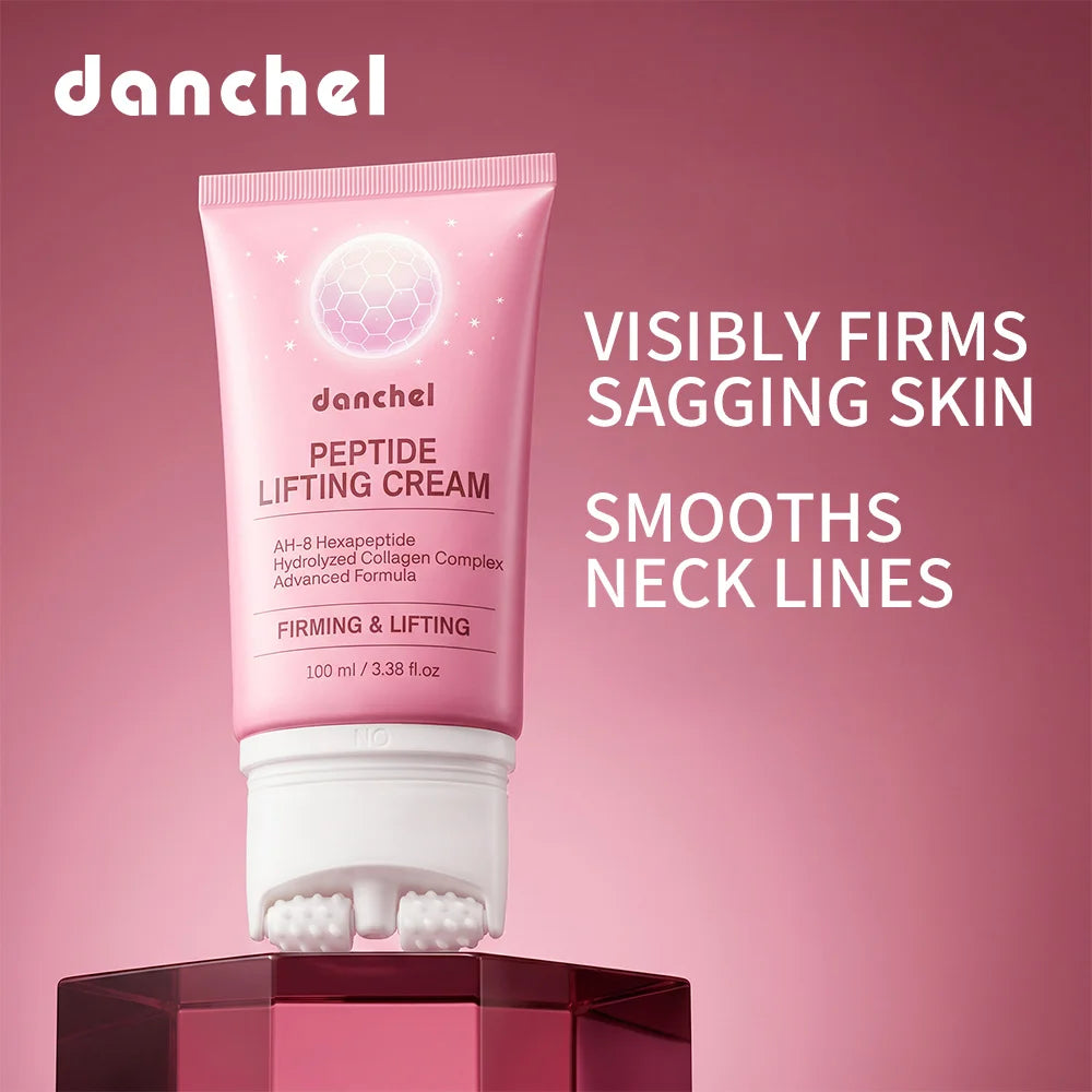 AH-8 Peptide Lifting Neck Cream Double Roller Massager Smooth Neck Lines Moisturizing Lifting Brighten Even Skin Tone Neck Cream Oasis Select