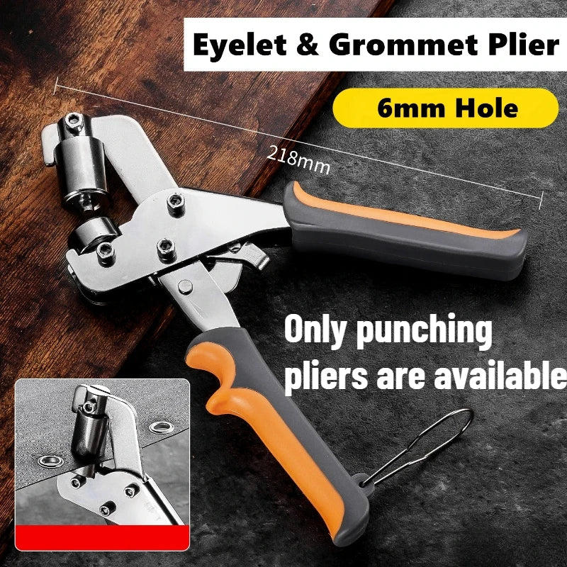 1pcs Hand Press Grommet Hole Punch Plier Portable Eyelet Tool Kit Heavy Duty Metal Punch for Leather Fabric Tarp Craft Oasis Select 6mm Eyelet Plier