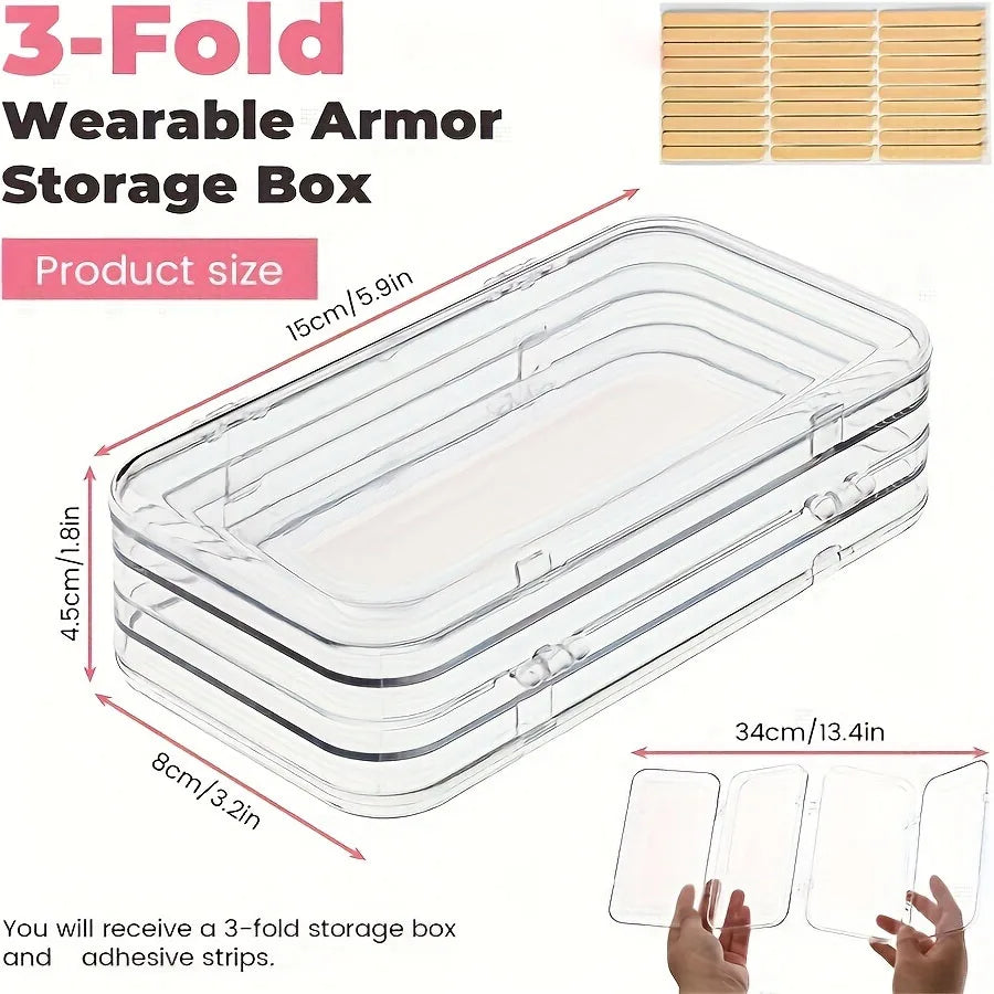 Nail Art Storage Box, Nail Accessories Transparent Display Storage Box, 3 Tier Foldable Nail Storage Box Set, for Press on Nails Oasis Select