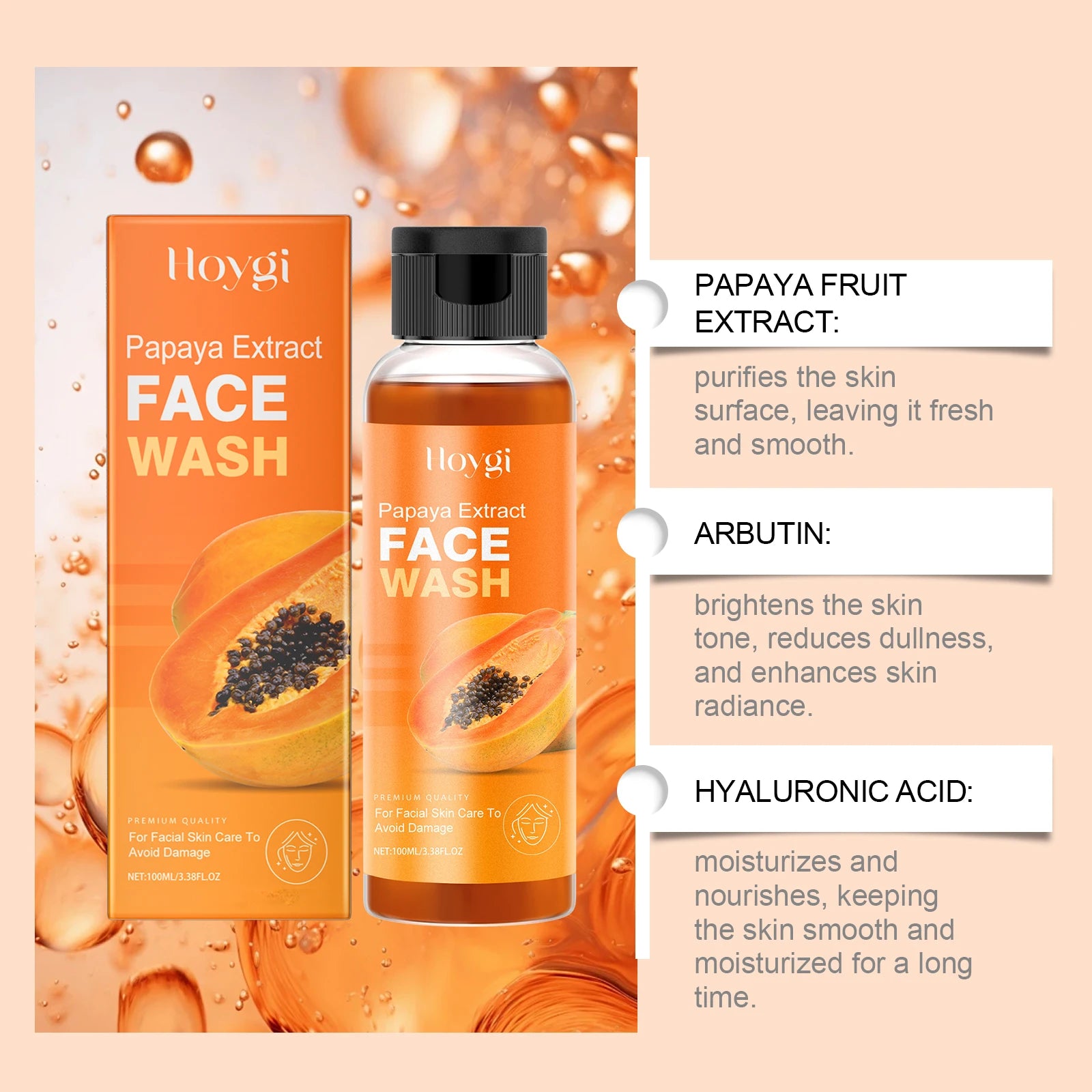 Hoygi Papaya Face Wash – Oil Control & Brightening Cleanser Facial Cleanser Oasis Select