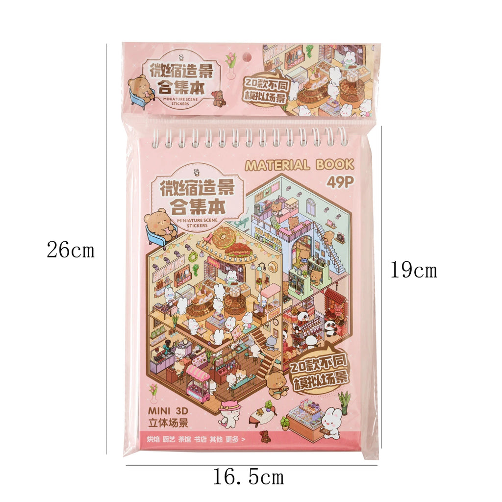 49pcs Sunny Town Series miniature scene creation sticker book for DIY handbook Students Back-to-school season Gifts Oasis Select