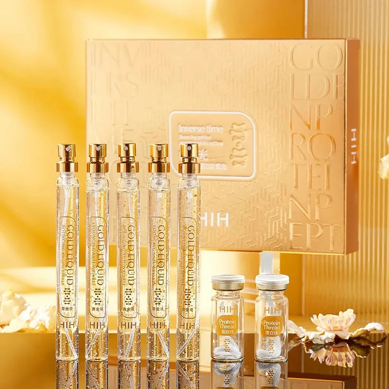 Soluble Face Lifting Threads Collagen Facial Essence Protein Peptide Gold Silk Wire Face Serum for Anti-Aging Firming Skin Oasis Select Essence and line