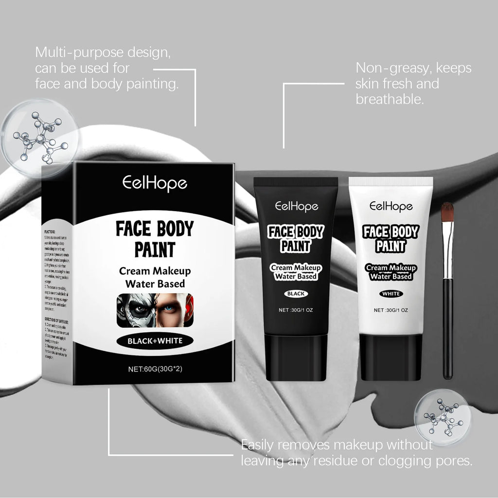 Halloween Makeup Face Body Paint White Black Special Effects Christmas Cosplay Party Supplies Full Coverage Oil Free Easy Wash Oasis Select