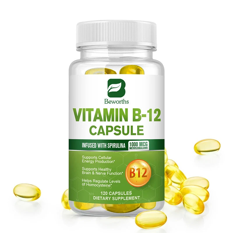 BEWORTHS 1000mcg Organic Vitamin B12 Capsules Support Cellular Energy Production, Brain and Nervous System Health 120PCS Oasis Select