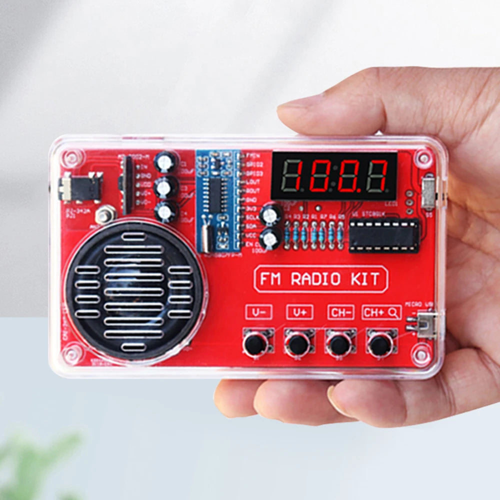 DIY FM Radio Electronic Kit 50-108MHz Adjustable IC RDA5807 with LED Digital Display DIY Soldering Kit 3W Speaker Dual Power Oasis Select