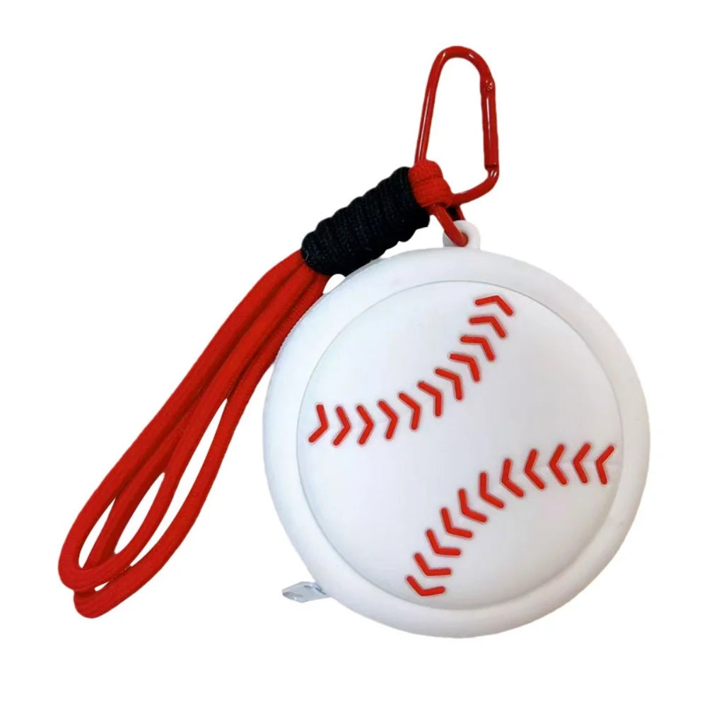 Creative Sports Style Silicone Coin Purse Wallet Basketball Football Shaped Storage Bag Headphone Box Schoolbag Pendant Keychain Oasis Select