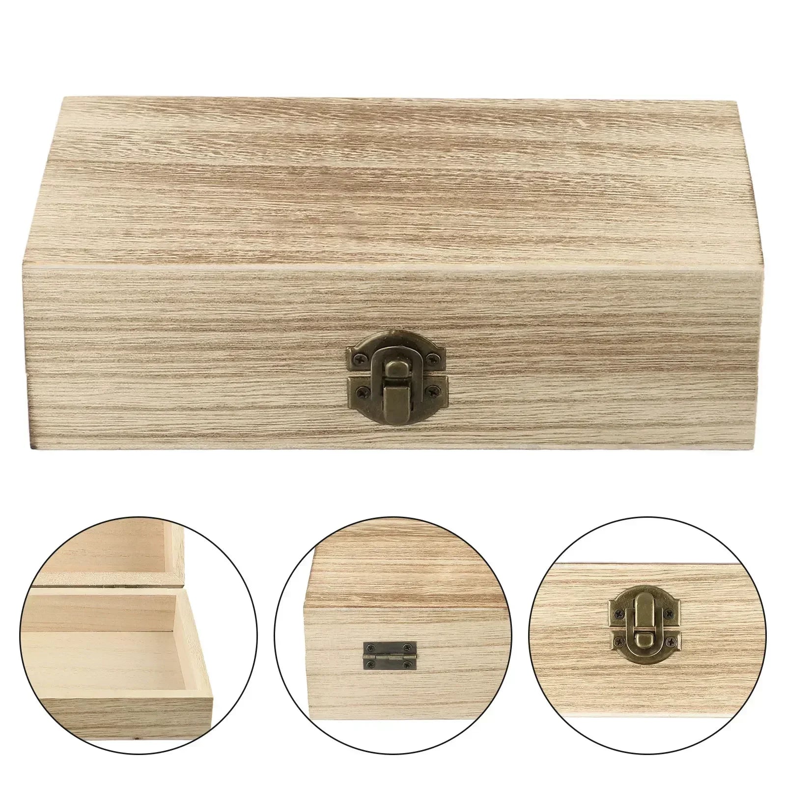 Retro Wooden Jewelry Storage Box Vintage Wooden Box With Lock Rectangular Desktop Organizer For Necklace Bracelet Ring Ornaments Oasis Select