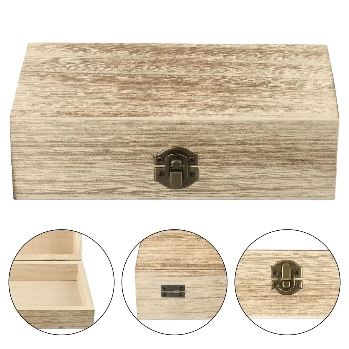 Retro Wooden Jewelry Storage Box Vintage Wooden Box With Lock Rectangular Desktop Organizer For Necklace Bracelet Ring Ornaments Oasis Select