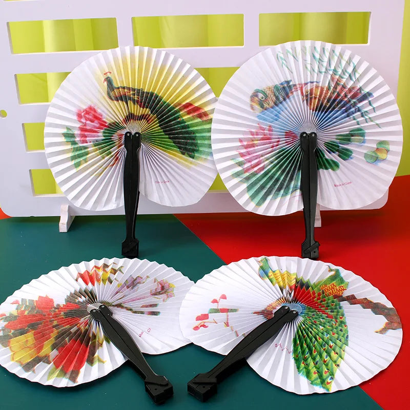 Elegant Traditional Chinese Hand Fan, Colorful Bird & Flower Design, Portable Foldable Plastic Fan, Exquisite Party Gift Oasis Select
