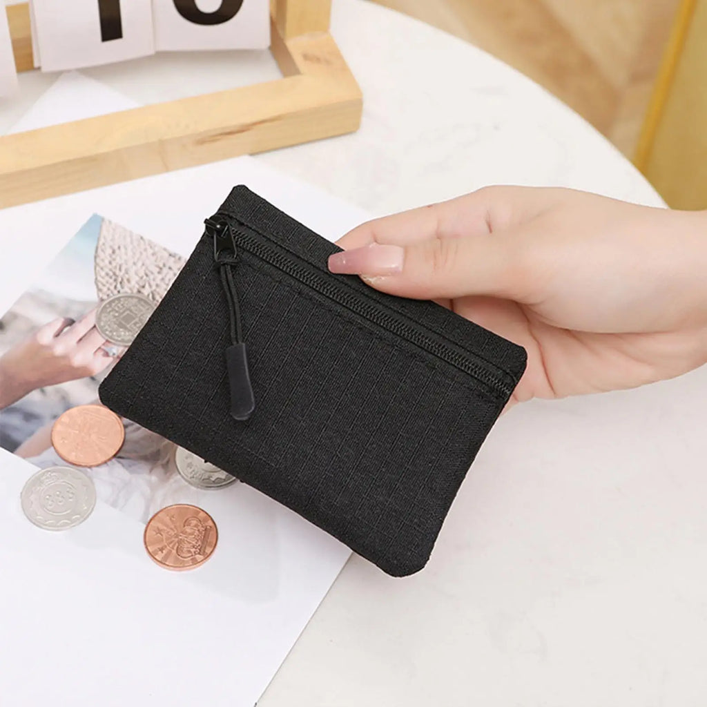 Portable Bag Credit Card Holder Mini Cute Purse Oxford Cloth Coin Purse Women Zipper Coin Pouch Key Earphone Data Cable Card Bag Oasis Select
