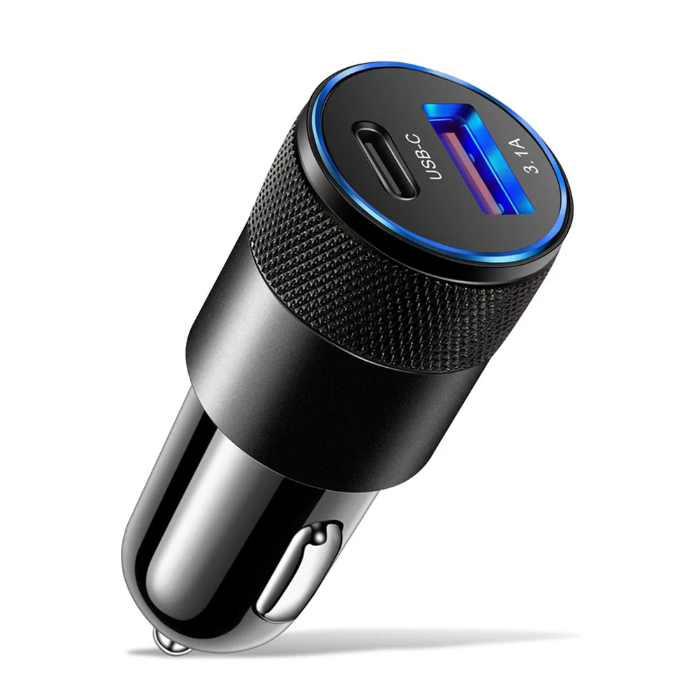 Mini USB-C Car Charger 15W PD Fast Charging Dual Port Adapter USB-C Car Charger Oasis Select black United States