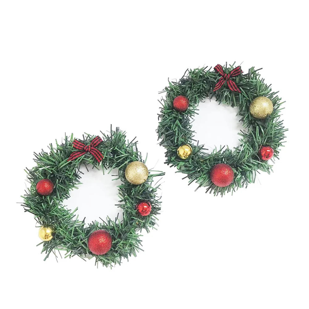 Christmas Ball Grid Bow Wreath Mini Decorative Element for Holiday Table Centerpiece and Home Desktop Decoration Oasis Select