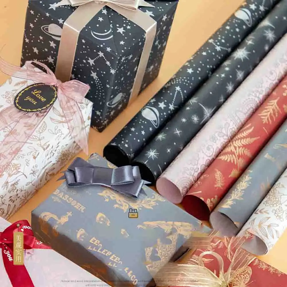 Ribbon Flower Knot Colorful Exquisite Gift Box Beaded Wrapping Paper Hot Stamping Gift Wrapping Paper For Gift Packaging Oasis Select