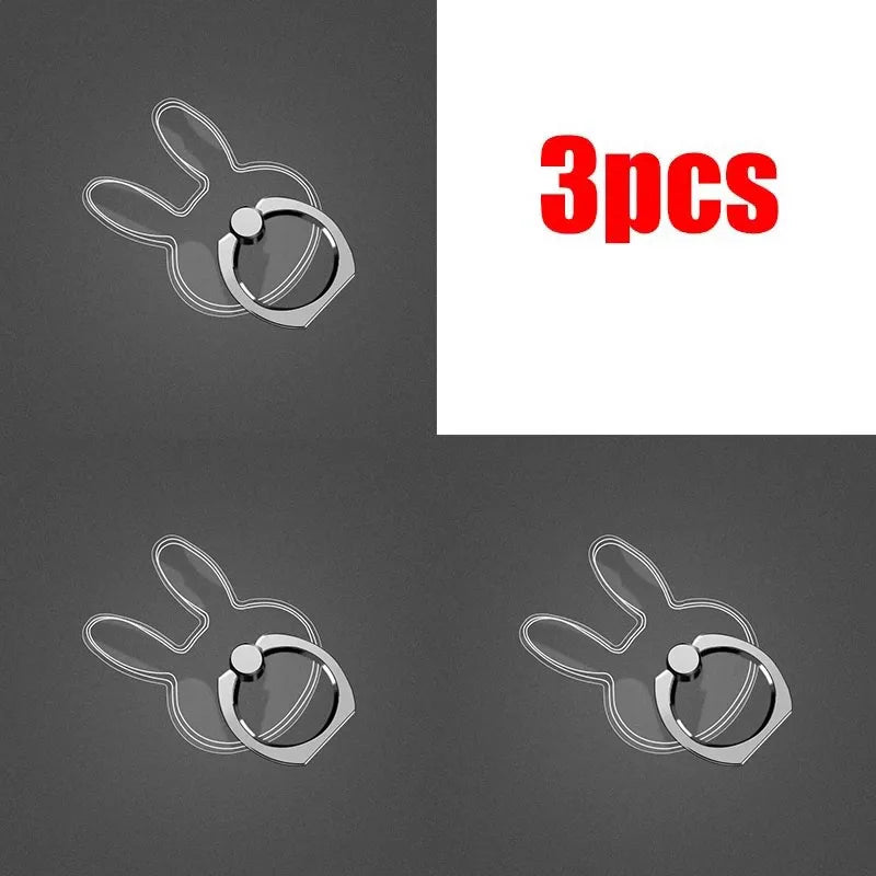 1/2/3Pcs Cell Phone Ring Holder Stand 360 ° Degree Rotation Clear Finger Grip Kickstand Compatible iPhones or Phone Case Oasis Select Rabbit-3pcs