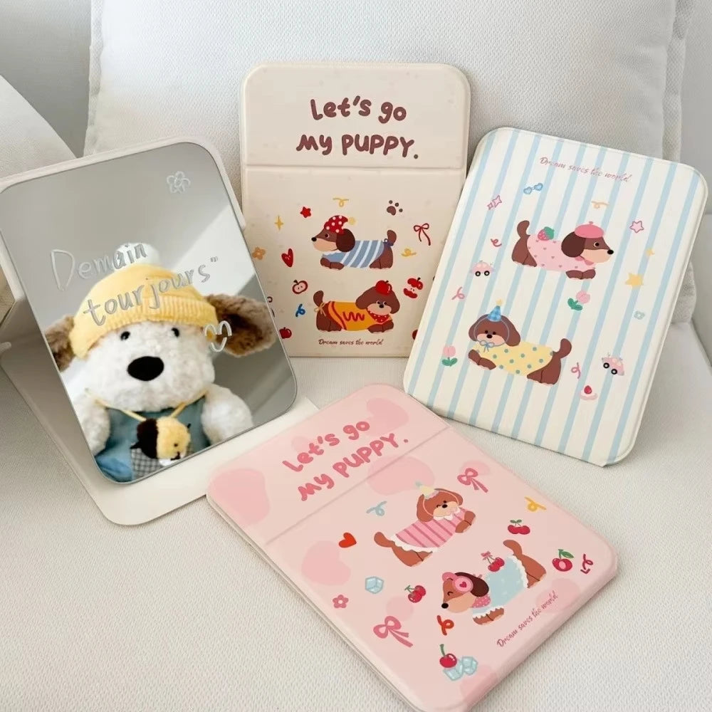 Kawaii Puppy Makeup Mirror – Foldable Portable Desk Mirror