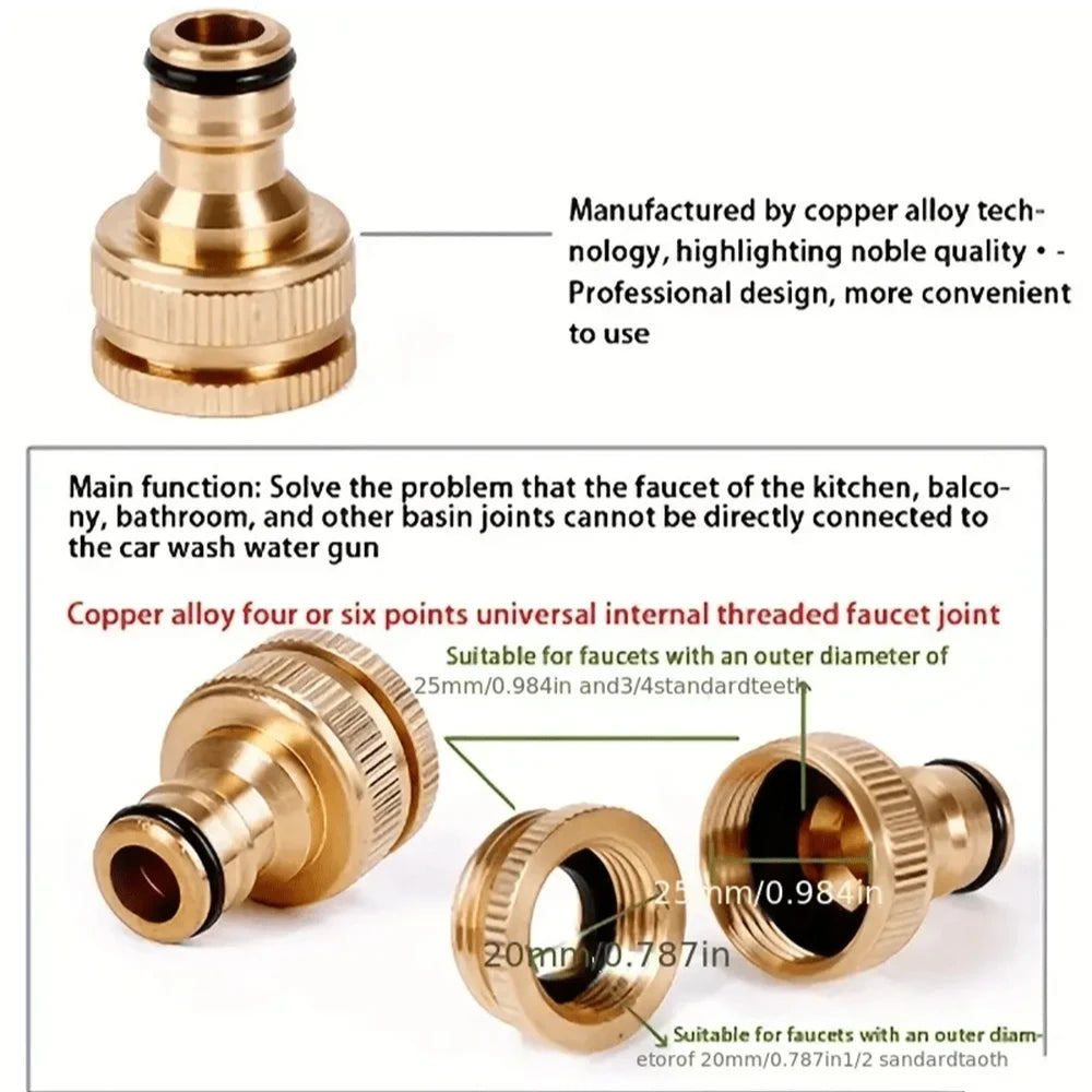 Brass Garden Water Pipe Joint 3/4 "1/2" Threaded Washing Machine Faucet Connector, Irrigation and Watering Tool Pipe Fittings Oasis Select