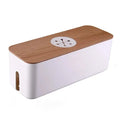 Wooden Cable Storage Box Dustproof Chargers Storage Container Multi Functional Sockets Hidden Box Home Organizer Accessories Oasis Select white
