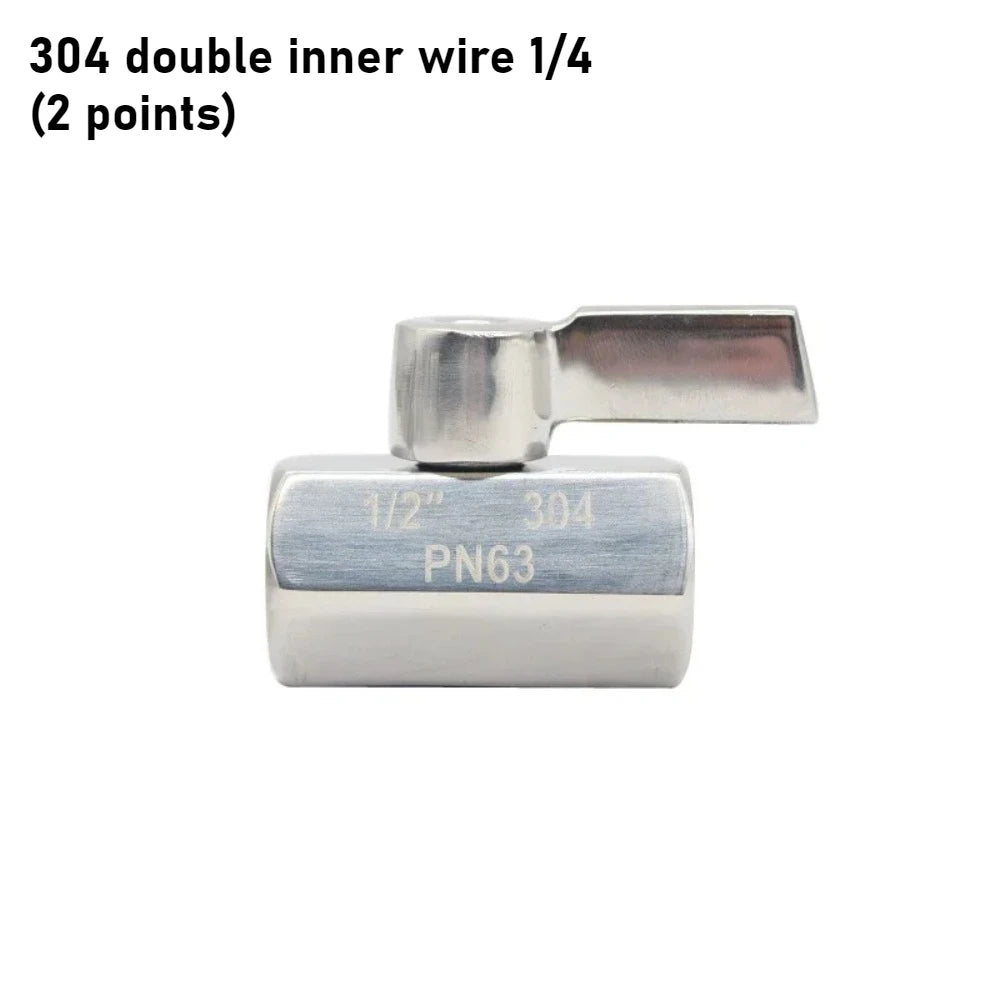 304 Stainless Steel Mini Ball Valve 1 2 3 4 6 Points PN63 Internal Thread External Thread for Water Oil Acid Two-way Ball Valve Oasis Select DN8 B