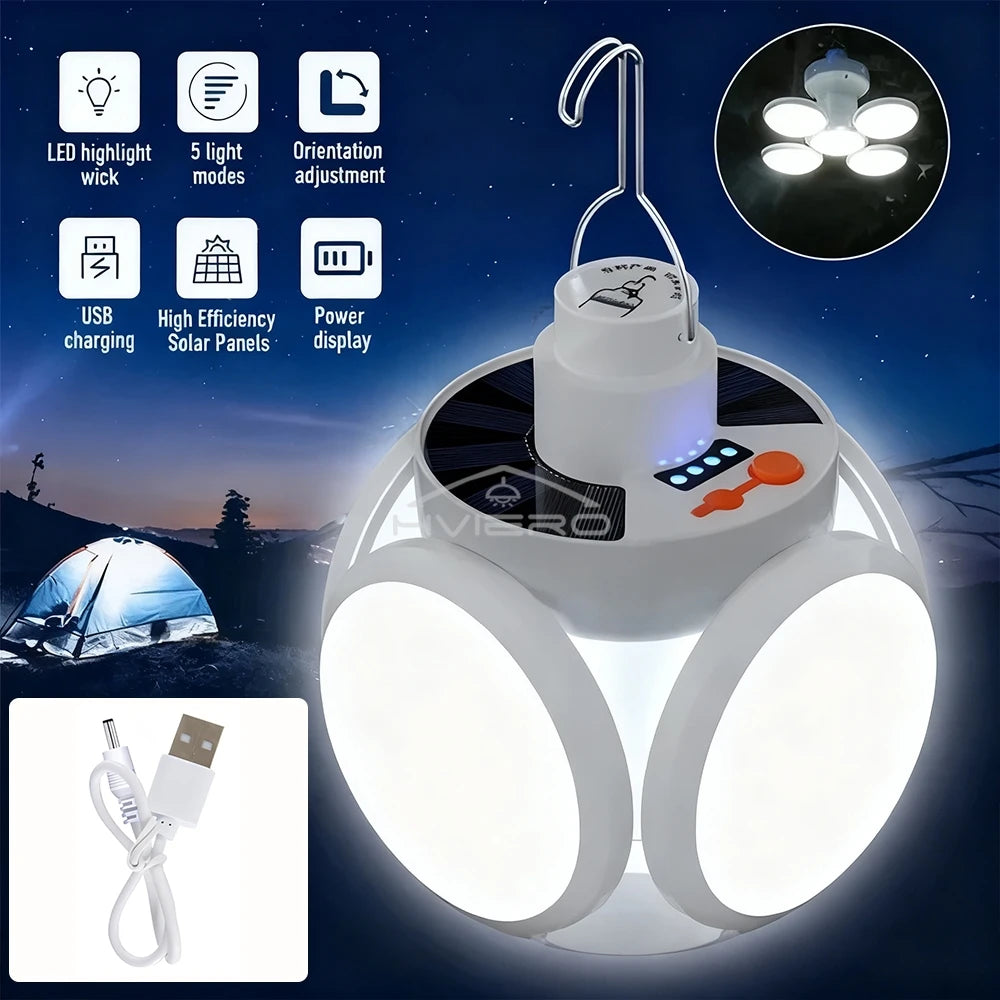 HVIERO Solar LED Hanging Lamp – IP65, 5 Modes, Remote Control