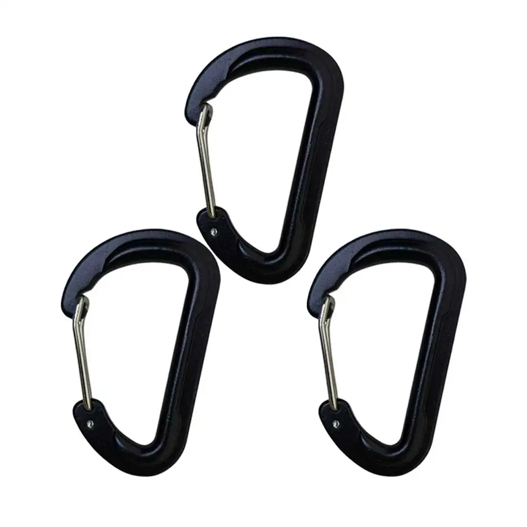 3 pc Outdoor Camping Aluminum Alloy Carabiner Keychain Hiking Backpacking Organizer Hook Mountaineering Hanging Spring Gate Lock Oasis Select black 3 pcs