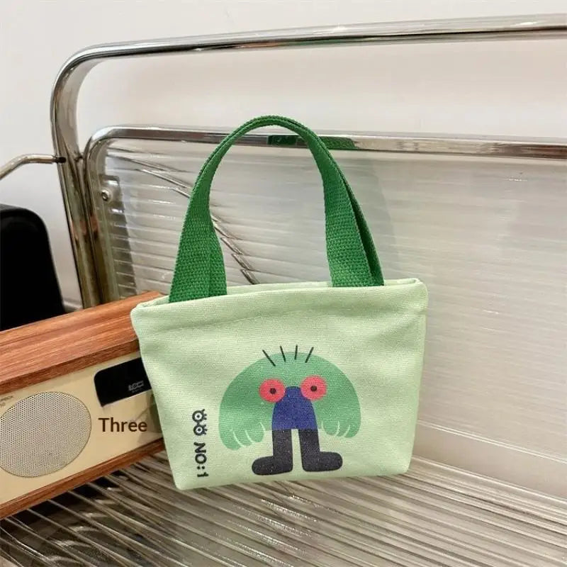 Canvas Bag Korean Style Small Bags Women's Handbag Mini Hand Snack Bag Lunch Bag Oasis Select Green