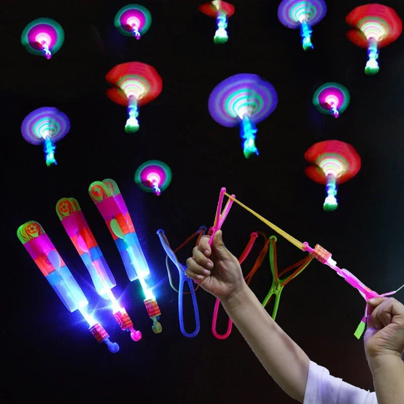 New 50/30/10/5/1Pc Amazing Light Toy Arrow Rocket Helicopter Flying LED Light Toys Party Fun Best Gifts Rubber Band Catapult Oasis Select